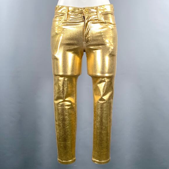 JUNYA WATANABE 2021 Size XS Gold Nylon Blend Metallic Zip Fly Casual Pants - Picture 1 of 6
